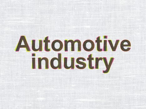 Manufacuring concept: CMYK Automotive Industry on linen fabric texture background