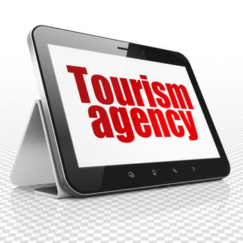 Vacation concept: Tablet Computer with red text Tourism Agency on display