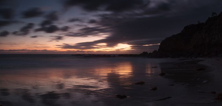 Rain clouds over Crescent Bay in the fall in Laguna Beach, California, United States