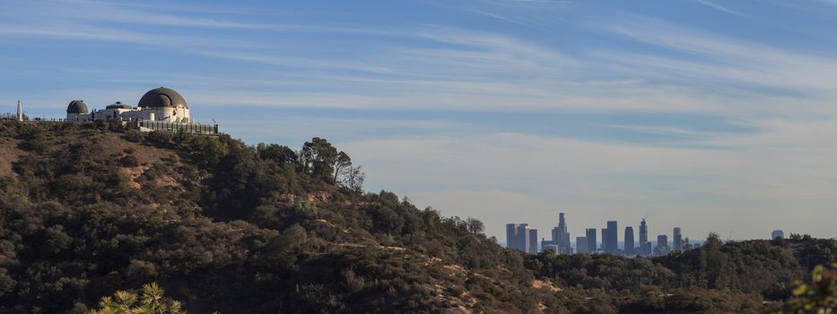 Los Angeles, California, January 1, 2016: Los Angeles skyline at sunset from the Griffith Observatory in Southern California, United States. Editorial use