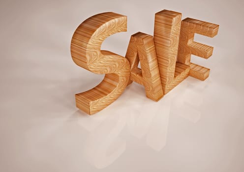 The dimensional word sale on a white background