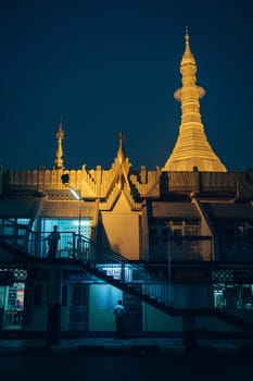 Sule Pagoda located in the heart of Yangon, Myanmar, Burma.