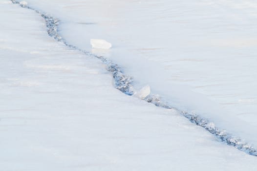 spring ice on the river to crack