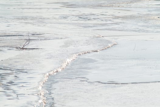 spring ice on the river to crack