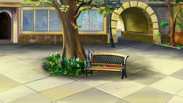 Digital painting of the Courtyard in a morning.