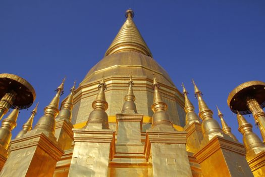 Golden Ancient Chedi building in Thailand