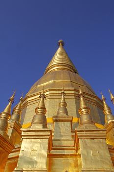 Golden Ancient Chedi building in Thailand