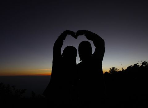 action love hand Silhouette sun set