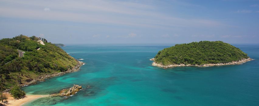 Tropical sea scenery. Panoramic composition in very high resolution in phuket thailand