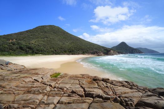 Enjoying a beach all to ourselves in Port Stephens, Australia.  Just love the crystal clear waters and perfect sands