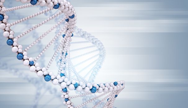 DNA molecule on abstract blue background, medicine concept