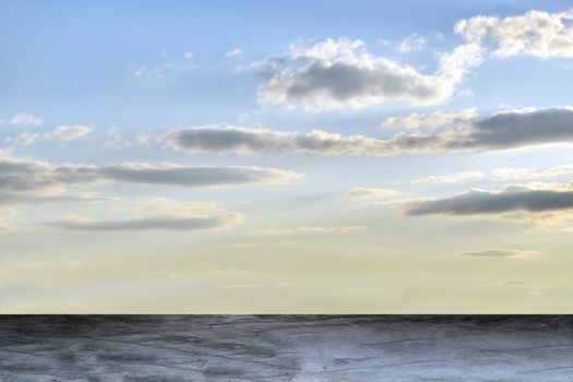 Blue sky clouds with grey ground, nature concept