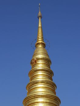 close up golden pagoda in thailand