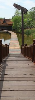 Floating wooden bridge