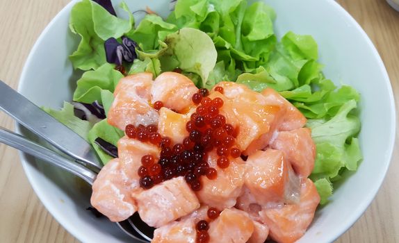 salad with salmon in thailand