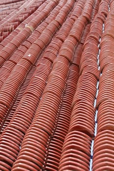 red new roof tile temple ,thailand