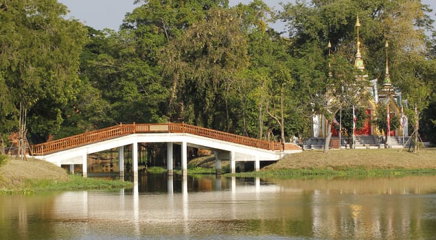white bridge in ayutaya ,thailand
