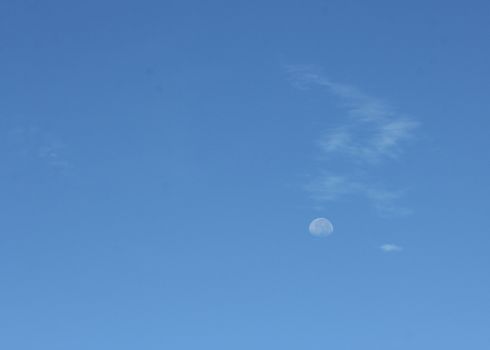 moon on the blue sky