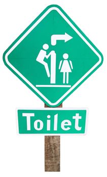 green sign toilet on wood
