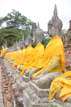 Aligned statues of Buddha in thailand