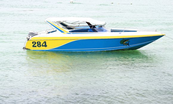 speed boat on sea at koh larn island thailand