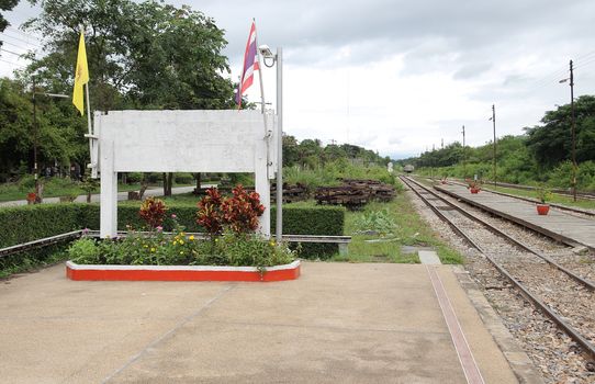 Empty infoboard on the train station Thailand