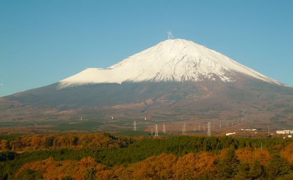 view fuji mountain see from hotel in japan