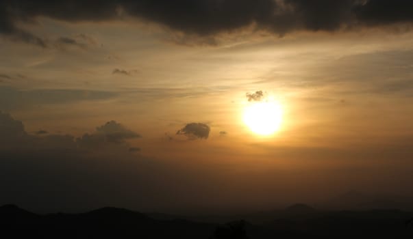 Sunset over mountains in thailand