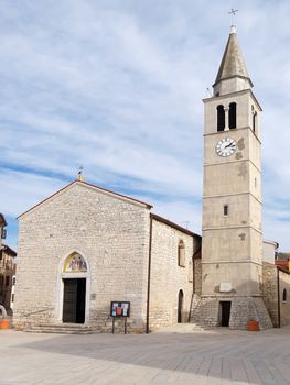 FAZANA, CROATIA - FEBRUARY 22, 2016: - Church of St. Cosmas and Damian in a square of Fazana in Croatia.