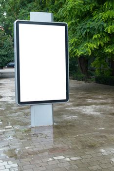 Vertical blank billboard on the city street