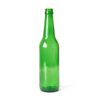 Green bottle isolated on the white background