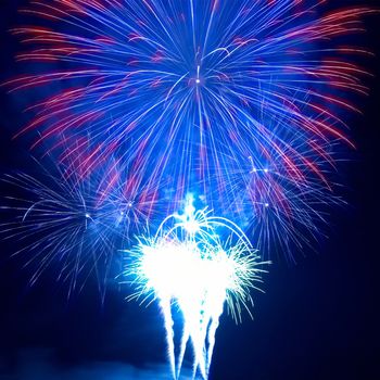 Colorful fireworks on the black sky background