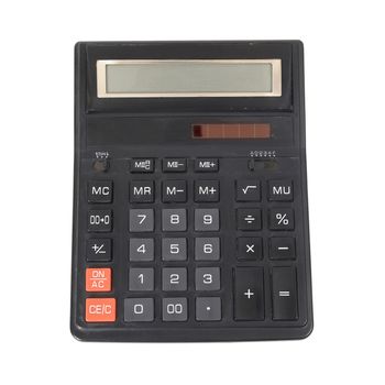 Black calculator isolated on the white background