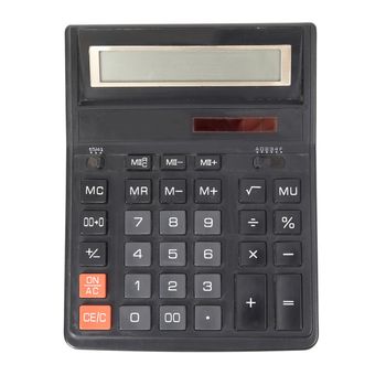 Black calculator isolated on the white background