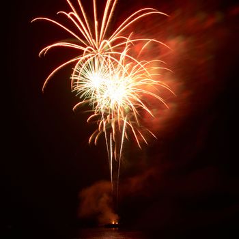 Fireworks, salute with the black sky background