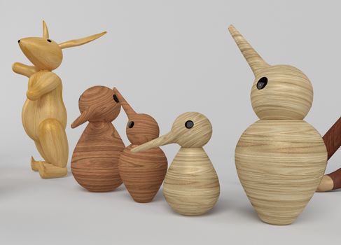 wooden Toys selection Computer generated 3D illustration