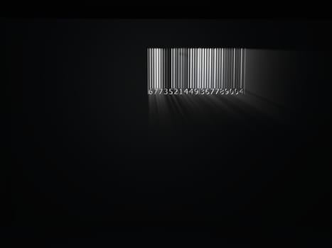 barcode like a window and passing light, 3d illustration
