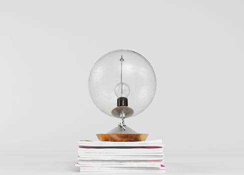 transparent lamp sphere on book  collection render