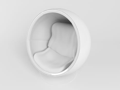 Futuristic Interior chair inside a white 3d stage