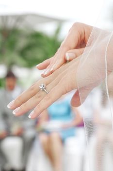 close up view of humans hands wedding