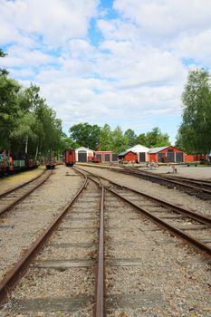 View on rails in railway museum in Mariefred, Sweden