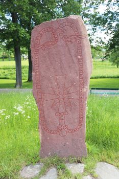 Runic inscriptions on a runestone in Mariefred, Sweden