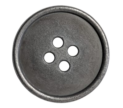 Single metal button isolated with path on white background.