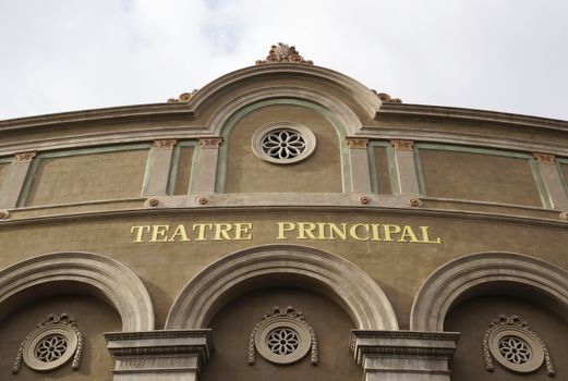 BARCELONA, SPAIN - OCTOBER 09, 2015: Facade of Teatre Principal, the oldest theater in Barcelona, Spain 