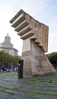 BARCELONA, SPAIN - OCTOBER 10, 2015: Francesc Macià monument at Placa de Catalunya in Barcelona, Spain.