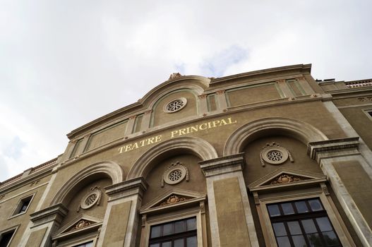 BARCELONA, SPAIN - OCTOBER 09, 2015: Front view of Teatre Principal at La Rambla street in Barcelona, Spain