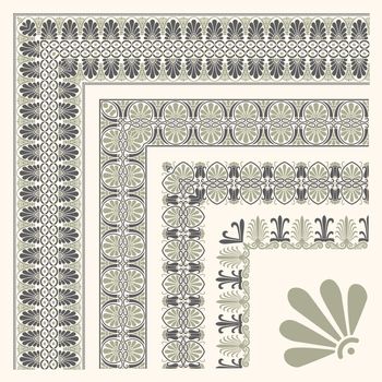 Decorative seamless islamic ornamental border with corner