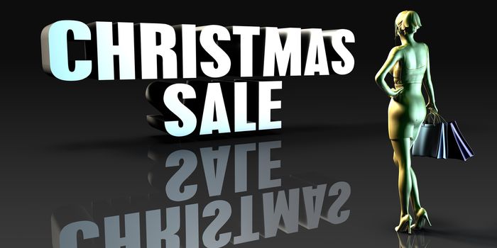 Christmas Sale as a Concept with Lady Holding Shopping Bags