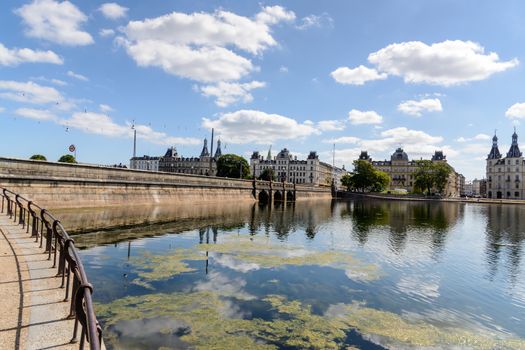 Copenhagen, Denmark - August 05, 2015 : the lakes in Copenhagen, Denmark is a row of 3 rectangular lakes curving around the western margin of the City centre, forming one the oldest and most distinctive features of the city's topography. The paths around them are popular with strollers and runners. Copenhagen, Denmark.