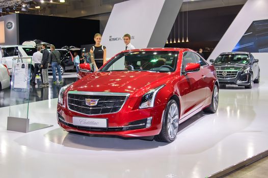 MOSCOW-SEPTEMBER 2: Cadillac ATS coupe at the Moscow International Automobile Salon on September 2, 2014 in Moscow, Russia